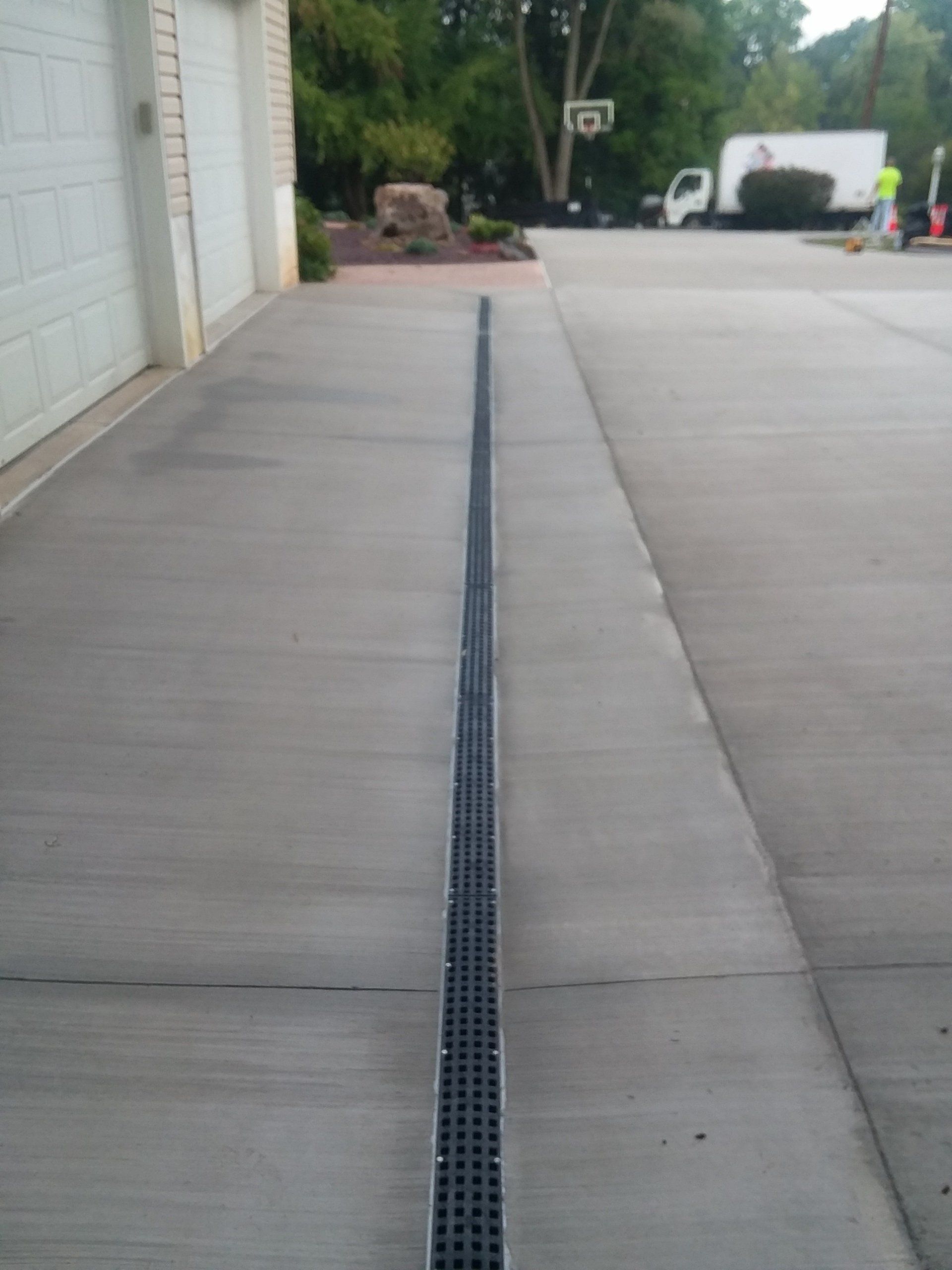 Concrete drive with trench drain