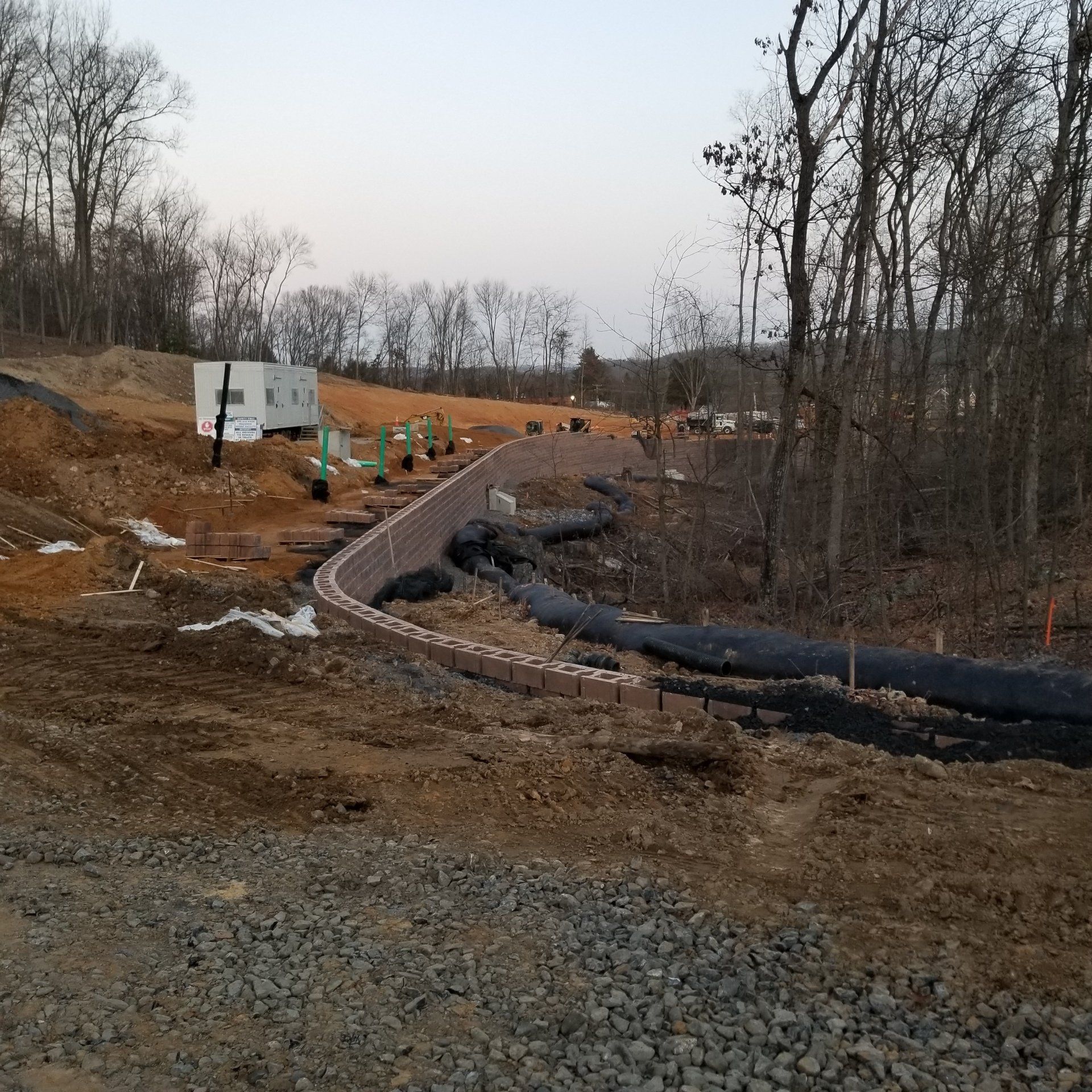 Stone-lined drainage swale