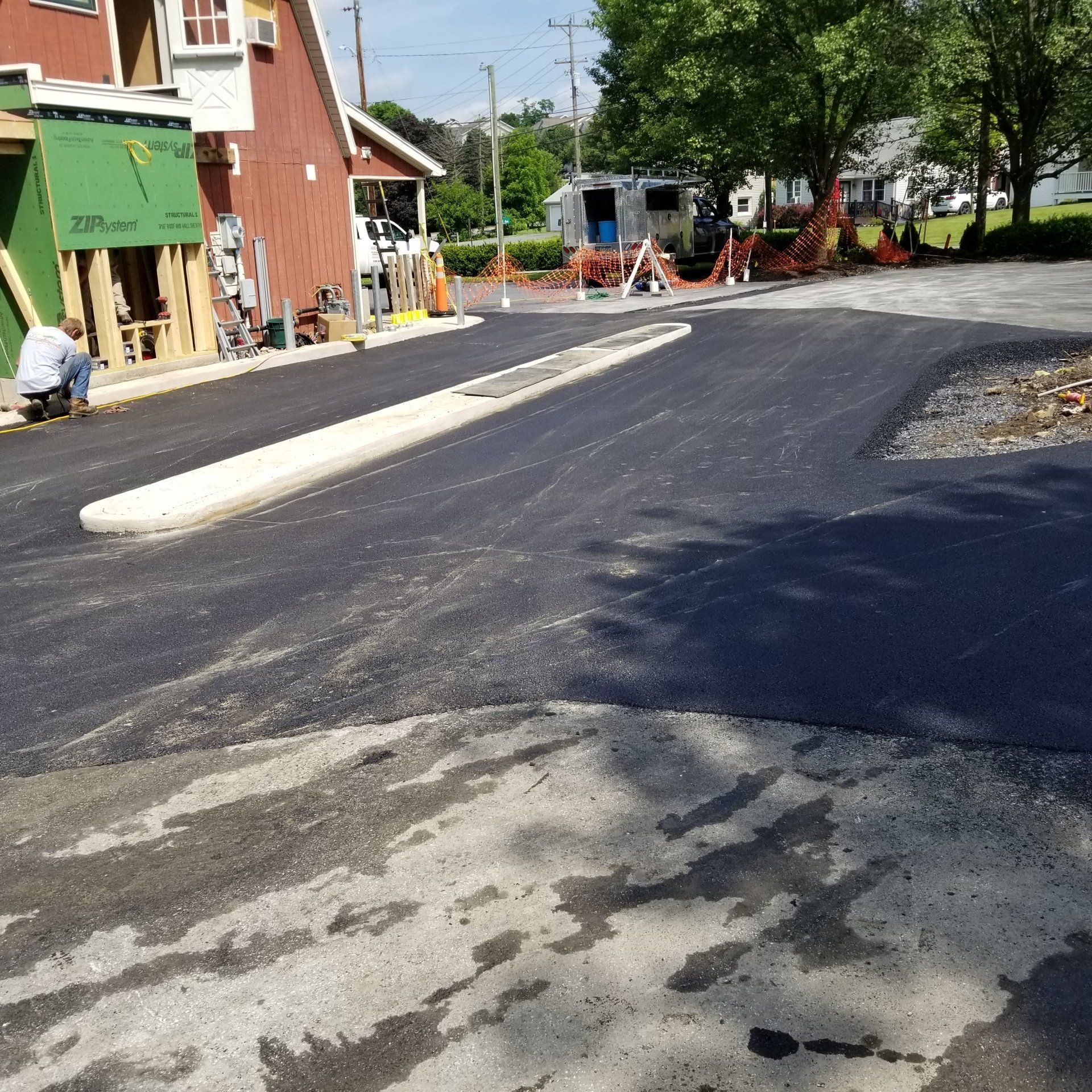 Freshly paved parking lot